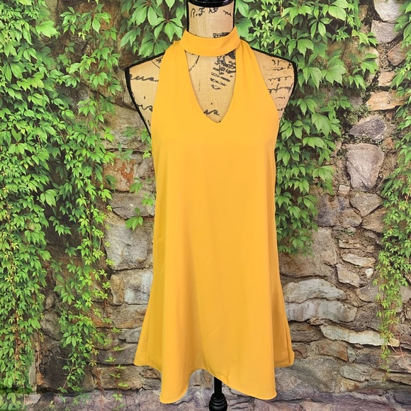 LULU'S Groove Thing Golden Swing Mini Dress, S - Picture 2 of 11